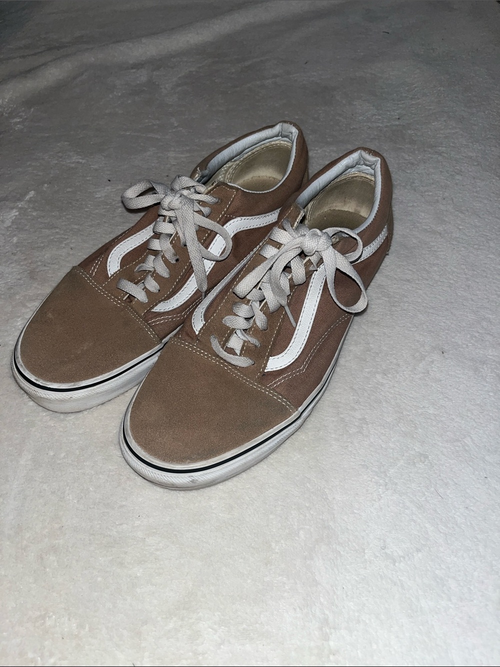 Vans Old Skool Suede Sneakers in Brown and White